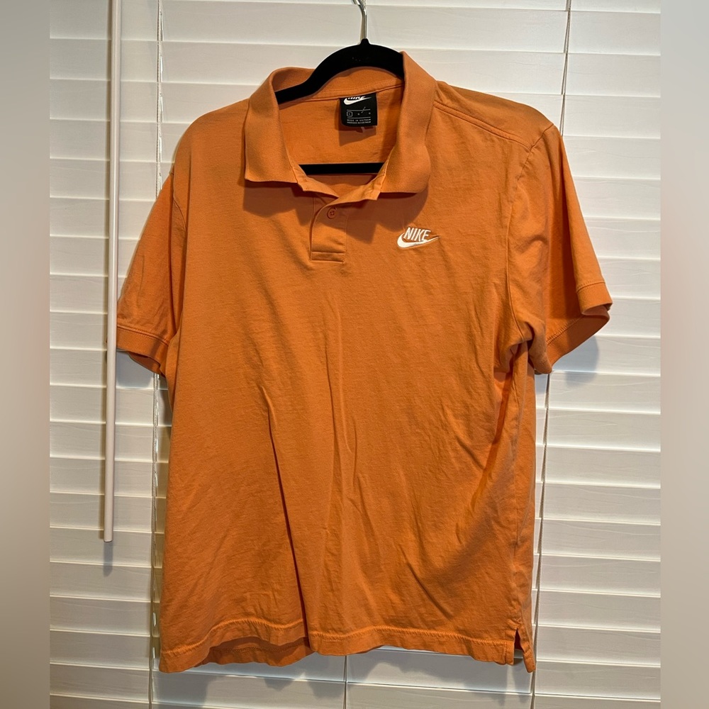 Nike Mens Sportswear Polo Shirt Orange Embroidered Futura Logo Size Large